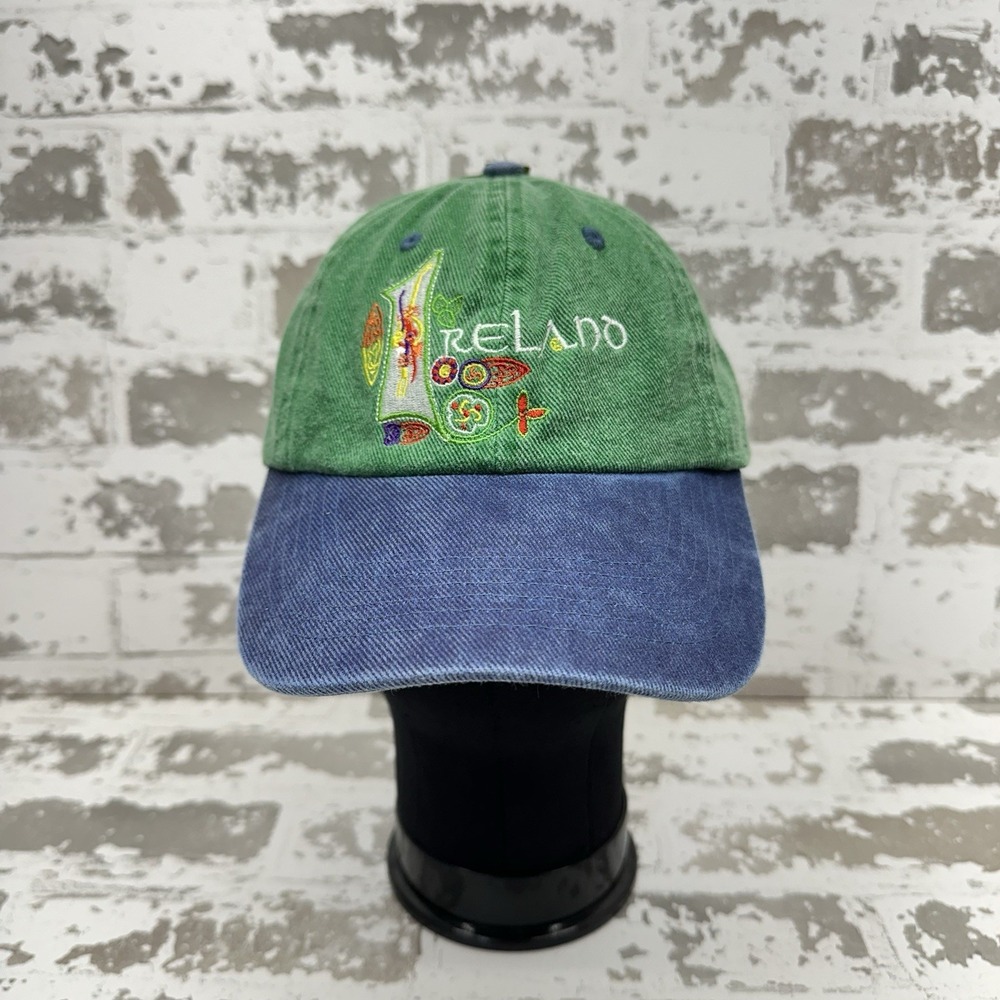 Traditional Craftwear Ireland Hat Green Blue 100%‎ Cotton Zip Closure Irish